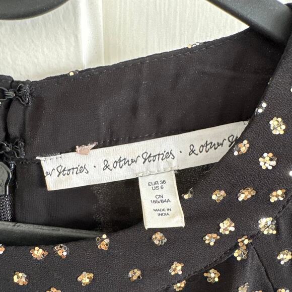 & Other Stories Little Black Sparkle Dress New Years Size 6 - Picture 3 of 6